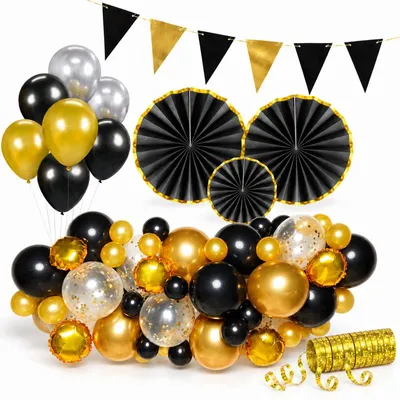 Produktbild von Partydeko in gold schwarz Partyset Geburtstag Deko Hochzeit Jubiläum