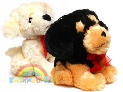 Image de Deef Peluche Chien Noir Noeud Rouge 25cm