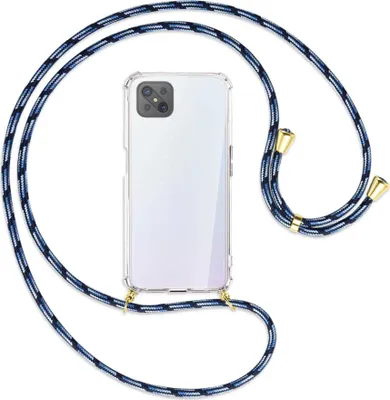 Produktbild von Handykette Backcover-Schutzhülle mit Band (Metall goldfarben) für Oppo A92S / Reno4 Z 5G - Blautöne