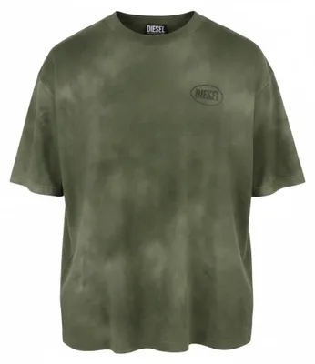 Produktbild von Diesel T-wash-out Herren-T-Shirt, grün, verblasstes Trikot, übergroß, kurzärmelig