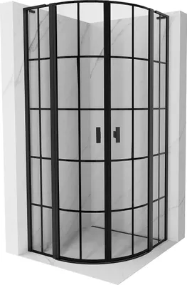 Immagine prodotto di Mexen Mist L cabina doccia semicircolare a battente 90 x 90 cm, griglia nera, nero - 8A32L-090-090-70-77