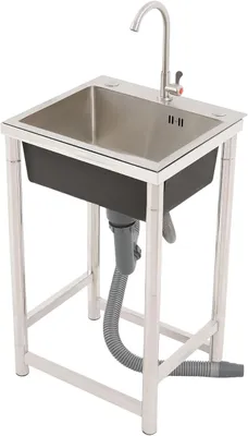 Produktbild von Freistehende Küchenspüle, Einbecken Edelstahl Spültisch, Gastrospüle Spülbecken, Gewerbliche Spüle mit Wasserhahn45*41 * 75 cm