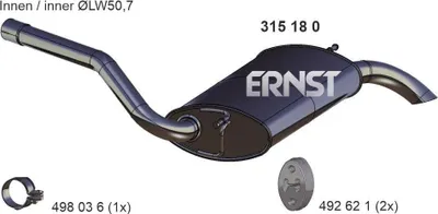 Produktbild von ERNST 315180 Endschalldämpfer für FORD FOCUS III Turnier Auspuff