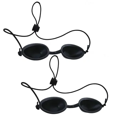 Solariumbrille 2er-Pack, UV-Schutz, verstellbar, schwarz
