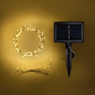 Image de Guirlande lumineuse solaire - Guirlande lumineuse LED - 100 LED - Blanc chaud - 8 m - Pour extérieur