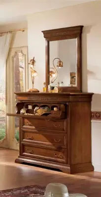 Produktbild von Kommode mit Spiegel Holz Design 2tlg. Schlafzimmer Garnitur Sideboard
