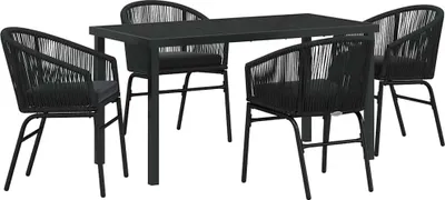 Image de vidaXL Ensemble de jardin 5 pcs noir Acier revêtu par poudre