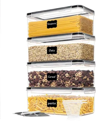 Immagine prodotto di Set di 4 contenitori ermetici da 3,2 litri senza BPA, per la conservazione in cucina, con coperchi