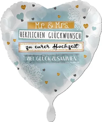Produktbild von 18"/Ø43cm Herz Folienballon  "Mr. & Mrs. Glückwunsch"