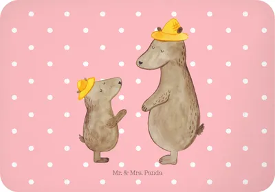 Produktbild von Mr. & Mrs. Panda Kühlschrankmagnet Bären mit Hut - Rot Pastell - Geschenk, Familie, zettelhalter, Paps, haftmagnet, Bär, Papa, tafelmagnet, magnet, Vatertag, Muttertag