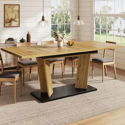 Imagen del producto de Mesa de comedor extensible de 120-160 cm, con aspecto de madera maciza (color roble)