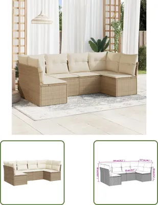 Produktbild von The Living Store 6-tlg. Garten-Sofagarnitur mit Kissen Beige Poly Rattan