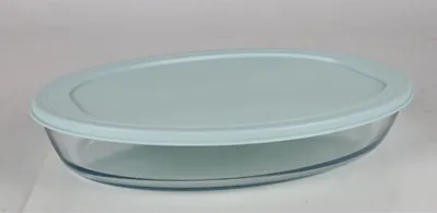 Produktbild von Auflaufform oval 4 L Glas mit Kunststoffdeckel – hitzebeständig von –20°C bis 400°C, spülmaschinen- & mikrowellengeeignet, ideal zum Backen, Kochen