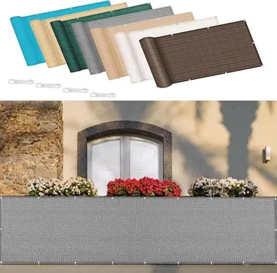 Produktbild von Gartenjalousie - Privatschirm - Außenraum schaffen - atmungsaktiv und reißfest - 100 x 350 cm - Grau