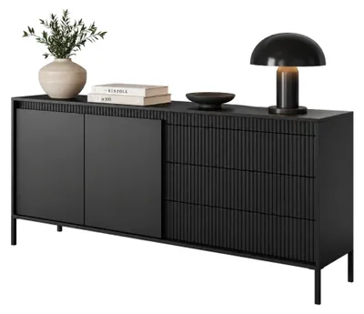 Produktbild von Hatone - Anrichte, 187x40x81h cm Schwarz, 3 Schubladen
