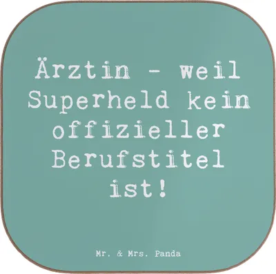 Produktbild von Mr. & Mrs. Panda Untersetzer für Gläser Spruch Ärztin Superheld - Meeresbrise - Geschenk, Berufspassion, Medizin, bieruntersetzer, Geschenke mit Herz, Berufsgestaltung