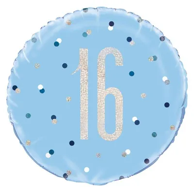 Produktbild von Folienballon blau & silber Zahl 16