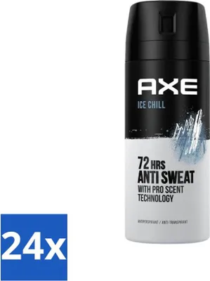 Obrázok produktu pre Ax – dezodorant v spreji – 72-hodinová ochrana proti poteniu – Ice Chill – 150 ml – výhodné balenie – 24 kusov