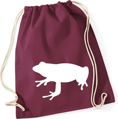 Produktbild von Huuraa Turnbeutel Frosch Kröte Silhouette 12 Liter Burgundy Baumwolle Rucksack Geschenkidee