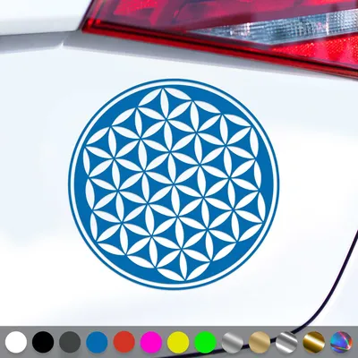 Produktbild von PantherPixel Blume des Lebens Aufkleber Yoga Mandala Lebensblume Sticker Auto Geschenkidee Farbe Blau