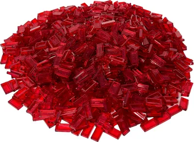 Image de LEGO® 1x2 Carreaux Transparent Rouge - 3069b NOUVEAU ! Quantité 100x