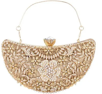 Image de Sac à main pour femme scintillant avec des strass, petit sac à dos élégant, sac à bandoulière doré