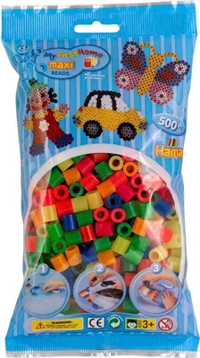 Image de Hama - 8472 - loisirs creatifs - perles - sachet de 500 perles fluo maxi