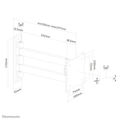 Produktbild von NewStar FPMA-W820 Montagearm für Flachbildschirm - Bildschirmgröße: 25,4 cm (10 Zoll) bis 76,2 cm (30 Zoll) - max. 15 kg Traglast - Silber