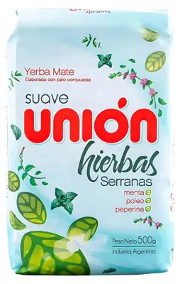 Obrázok produktu pre Yerba Mate Union Hierbas Serranas, 500g (0,5 kg), s príchuťou mäty
