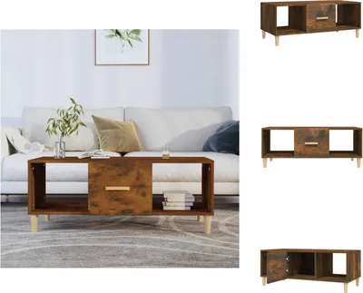 Zdjęcie produktu dla vidaXL Stolik kawowy dąb wędzony 102x50x40 cm materiał drewnopochodny - Stoliki kawowe