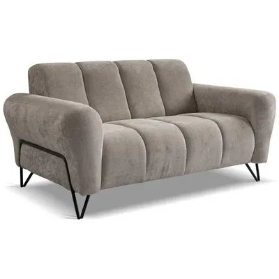 Produktbild von Sofa VOLARE - 2-Sitzer Couch - Moderner Polstersofa - Chenille Storm in Kühles Beige, dekorative schwarze Metallbeine