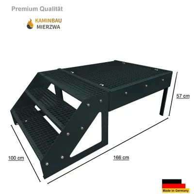 Produktbild von Podesttreppe Stahltreppe 3 Stufen Freistehend Höhe 57 cm inklusive Podest 100x100cm ohne Geländer Anthrazit Ausrichtung Treppe Links oder Rechts