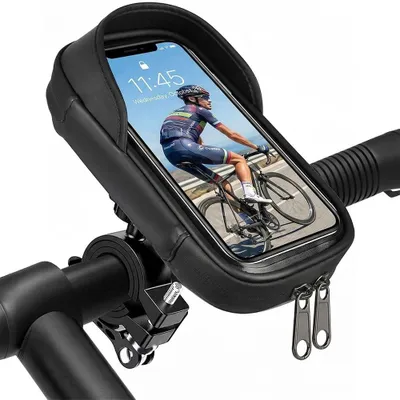 Image de Support Téléphone Universel pour Vélo, Rotation 360° Ajustable Ecran Tactile TPU - Noir