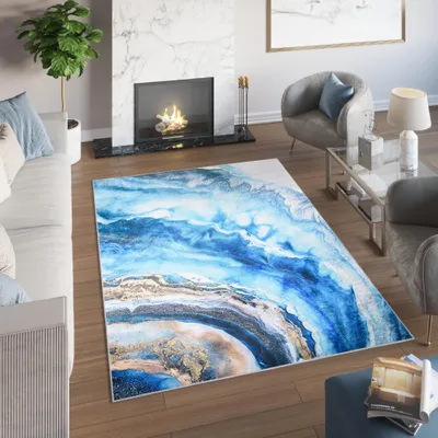 Immagine prodotto di Tappeto Tapiso TOSCANA Moderno Blu Oro Soggiorno OEKO-TEX 140 x 200 cm
