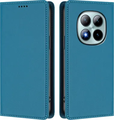 Image de Etui en cuir pour Xiaomi Redmi Note 15 Pro+, étui magnétique en cuirPolyuréthaneavec support Lake blue