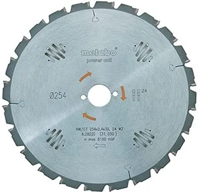 Obrázok produktu pre Metabo 628224000, drevotrieska, Pevné drevo, MDF, Preglejka, mäkké drevo, Drevo, 31,5 cm, 3 cm, 1,8 mm, 6100 ot/min, 2,4 mm