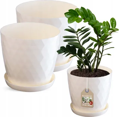 Obrázok produktu pre Plastové kvetináče KADAX "Amily", kvetináč s podšálkou. Kvetináč, 25 cm + 30 cm, krémový