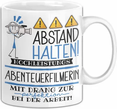 Produktbild von Abenteuerfilmerin Tasse Geschenk Lustig Abstand Halten Hochleistungs-Abenteuerfilmerin Mit Drang Zur Perfektion Bei Der Arbeit (Weiß)