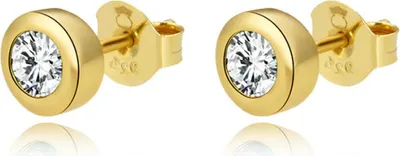 Zdjęcie produktu dla Pozłacane srebrne kolczyki sztyfty z przezroczystymi cyrkoniami AGUP2259-W-GOLD