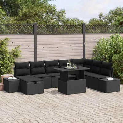 Immagine prodotto di Maison Exclusive - Set divani da giardino 11 pezzi in polyrattan nero