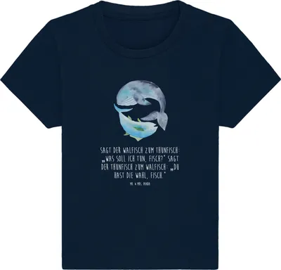 Produktbild von Mr. & Mrs. Panda Babyshirt Walfisch Thunfisch 12. - 18. Monat - French Navy - Geschenk, Wal,  T-Shirt, Spruch Des Tages, Tunfisch, Baby Kurzarmshirt, Lustig, Witz