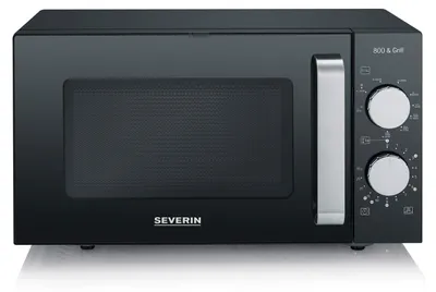 Produktbild von Severin MW 7762, Arbeitsplatte, Grill-Mikrowelle, 20 l, 800 W, Drehregler, Schwarz, Edelstahl