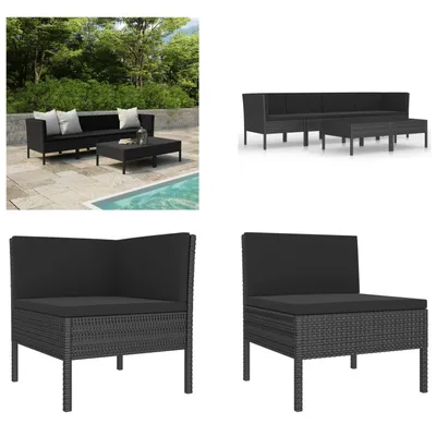 Produktbild von vidaXL 6 tlg. Garten Lounge Set mit Auflagen Poly Rattan Schwarz - Gartenmöbel-Set - Gartenmöbel-Sets - Gartengarnitur - Gartengarnituren