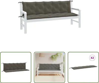 Immagine prodotto di The Living Store Cuscini per panca da giardino 2 pz. Tessuto grigio scuro melange 180x50x7 cm