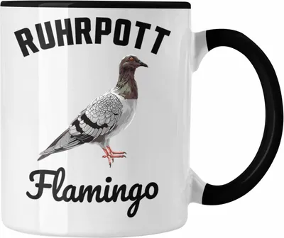 Produktbild von Trendation - Taubenzüchter Geschenk Zaubenzucht Zubehör Tauben Tasse Lustiger Spruch Taubenflüsterer Becher Ruhrpott Flamingo (Schwarz)