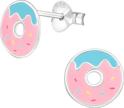 Produktbild von Ohrstecker 925 Sterling Silber mit pinkem Donut