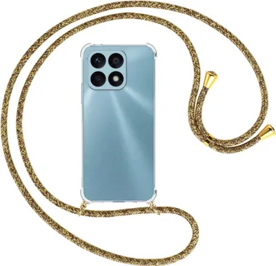 Produktbild von Handykette Backcover-Schutzhülle mit Band (Metall goldfarben) für Honor X8a (6.75'') - braun+beige