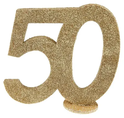 Image de 50. Anniversaire or scintillant Décoration de table 11x 10 cm Chiffre 50