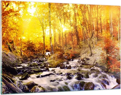 Produktbild von Bilder auf glas - Berge Bach Wasser - 120x80cm - Glasbilder - Wandbilder - Kunstdruck - zum Aufhängen bereit - Wanddekoration aus Glas - Glas Bilder - Wandbild auf Glas - Einteilig - GAA120x80-3717