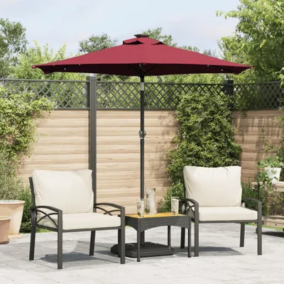 Productafbeelding van Maison Exclusive - Parasol met LED-verlichting en stalen mast, bordeauxrood, 225x225x212 cm